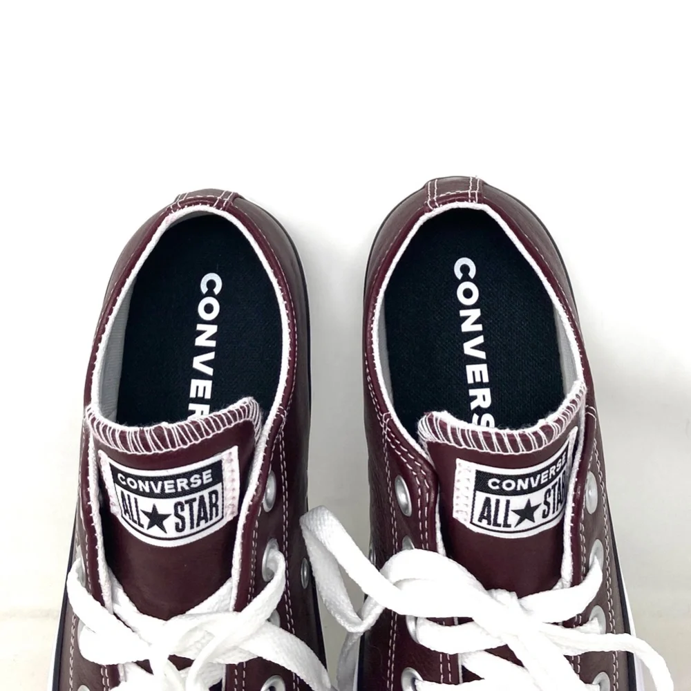 Converse Ctas OX Low Leather Skate Shoes Bordeaux Women Sneakers Casual A07877C - Picture 8 of 11